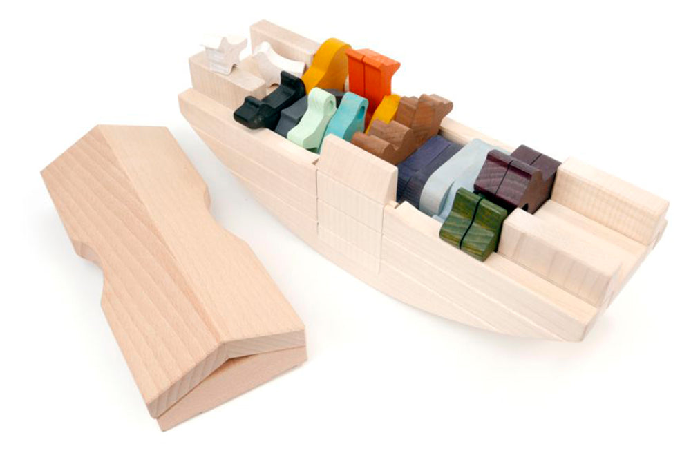 wooden noah's ark set