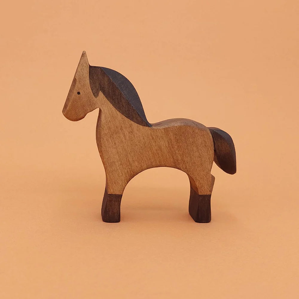 wooden dark bay horse