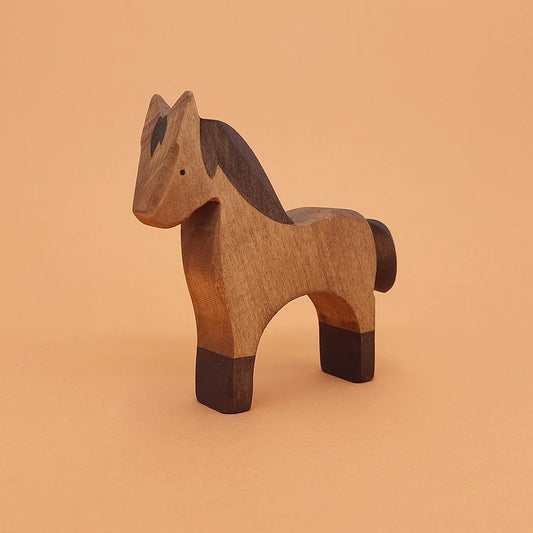 wooden dark bay horse