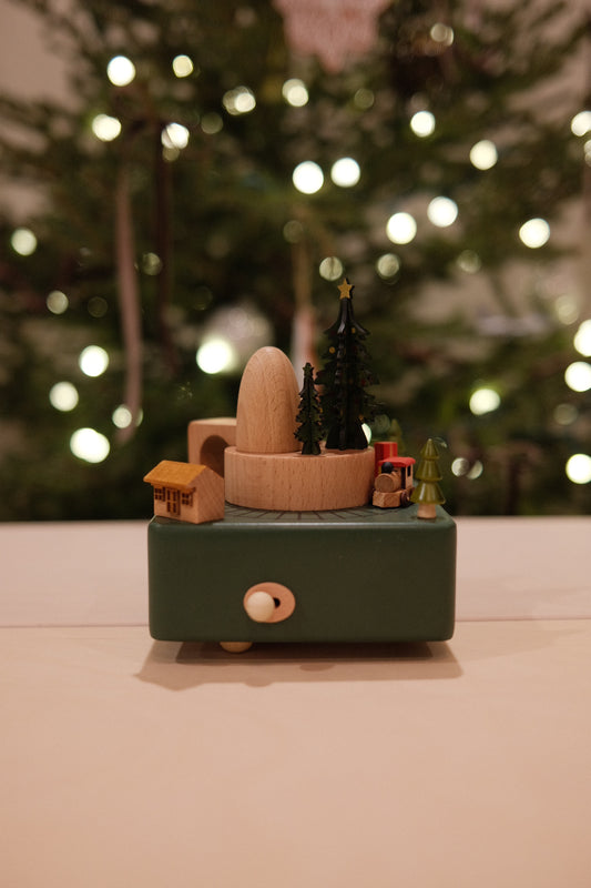 wooden christmas musical box