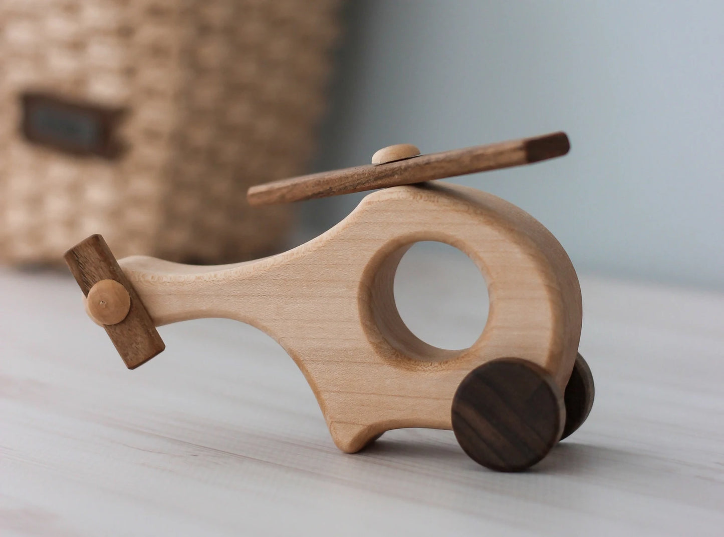 wooden mini helicopter