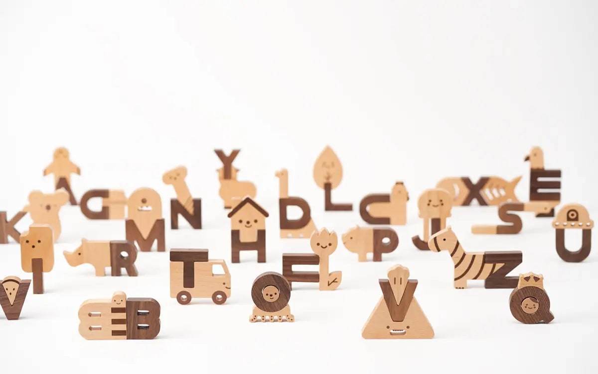 wooden alphabet play blocks