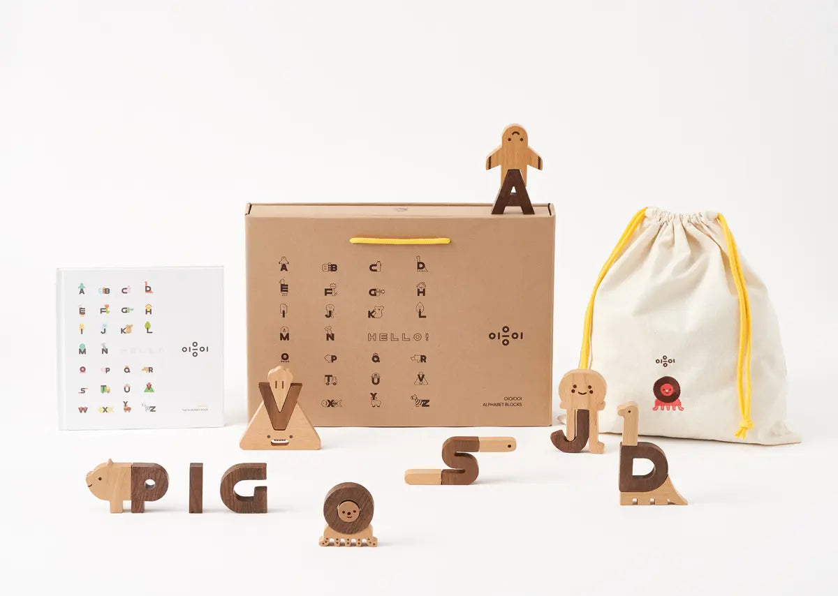 wooden alphabet play blocks