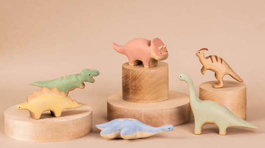 wooden dinosaur set