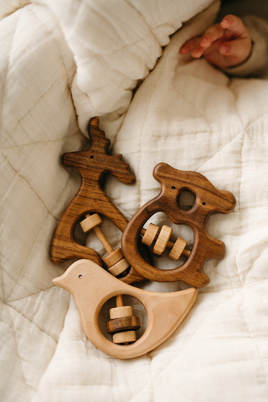 wooden baby rattles