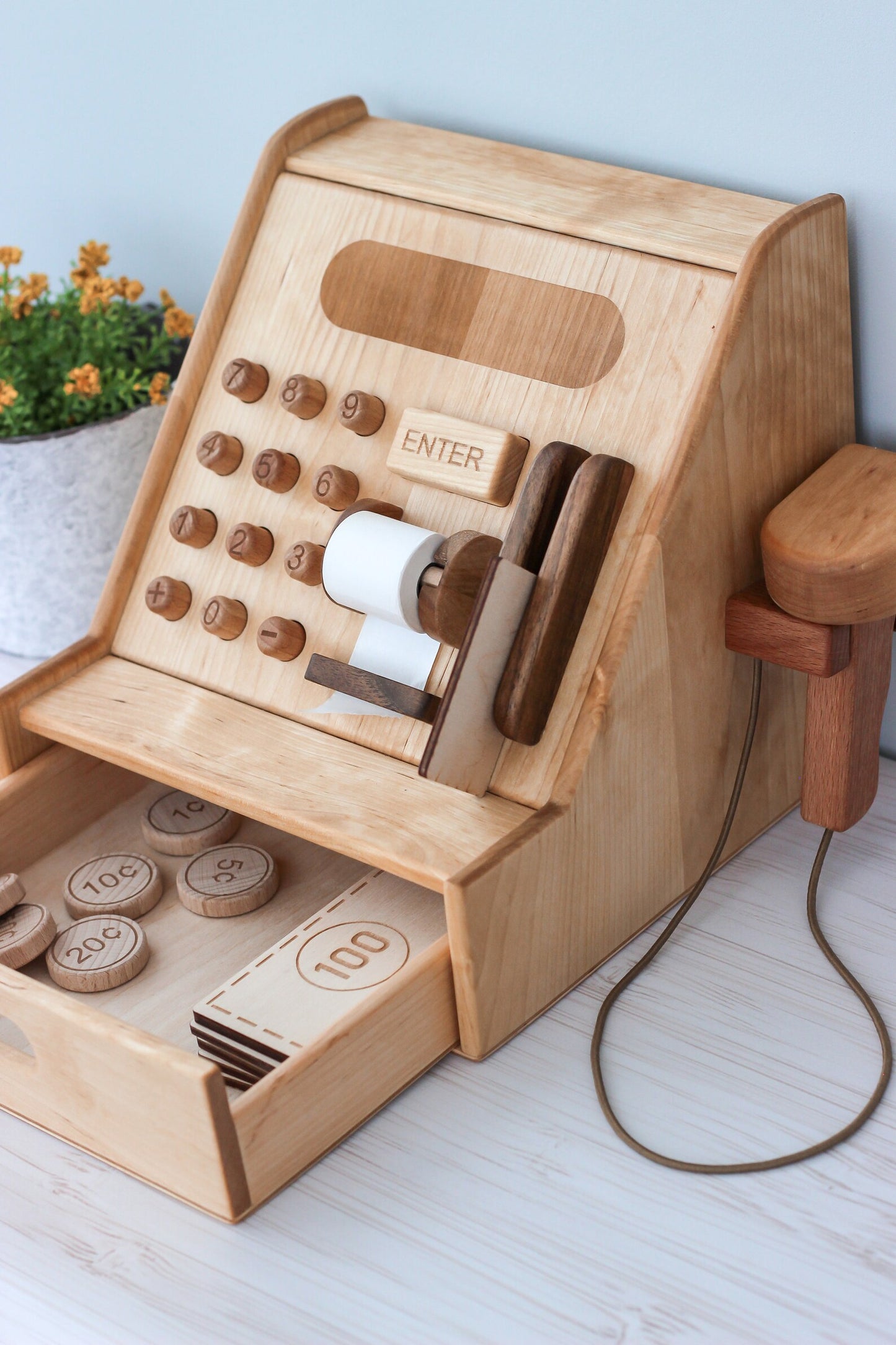 wooden cash register